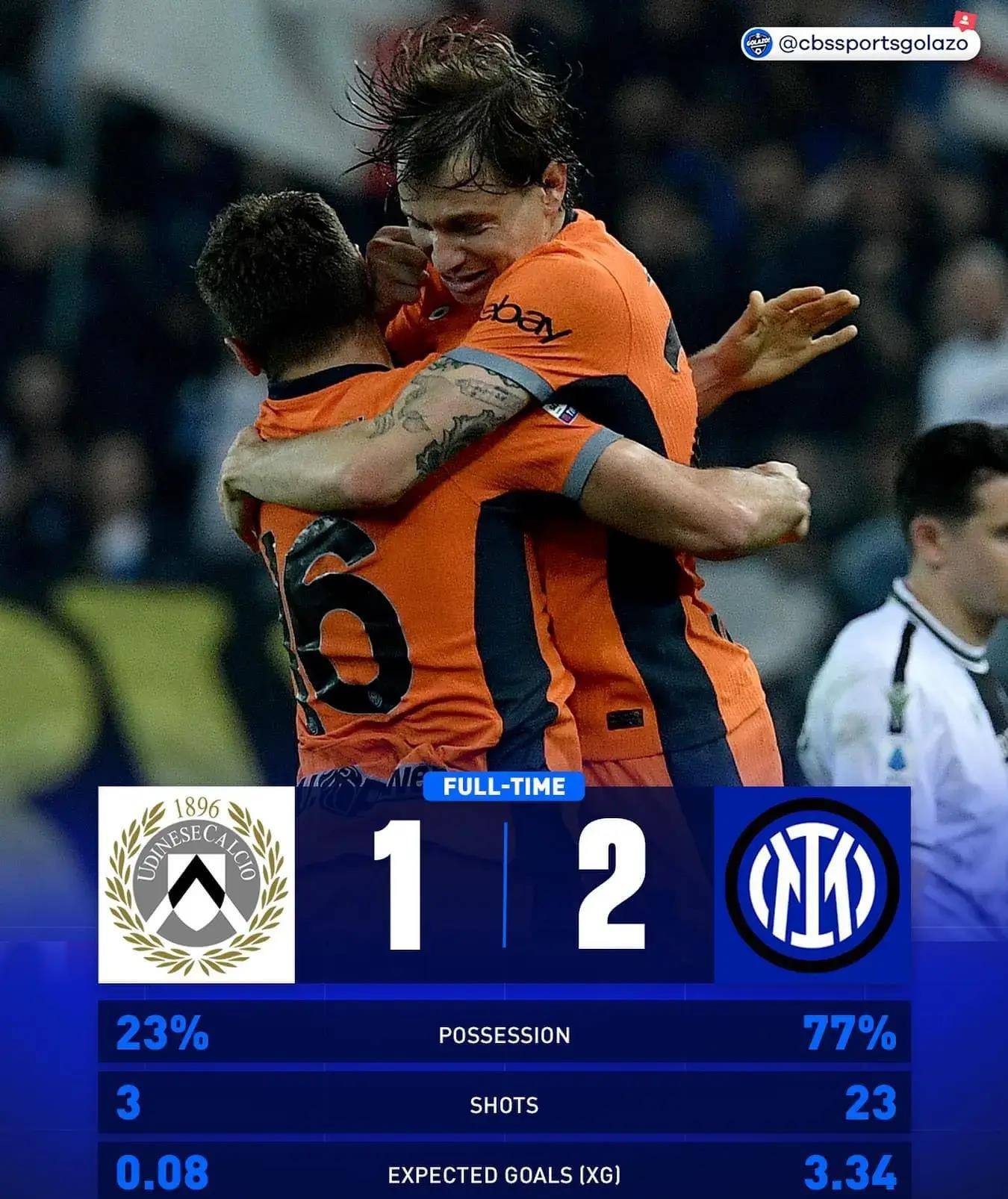 -包含国际米兰战胜乌迪内斯，再度夺冠希望的词条